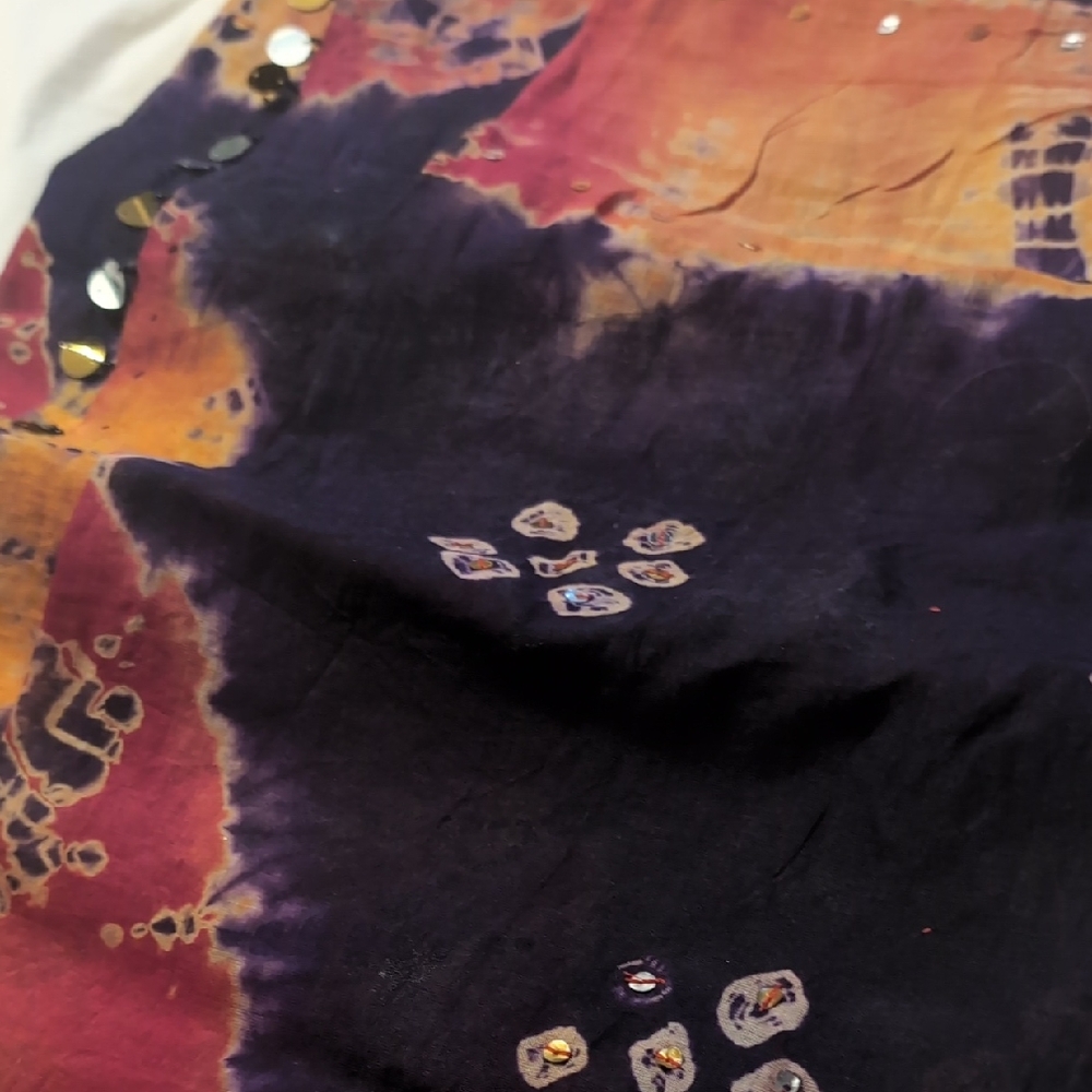 Multicolor Tie-Dye Fabric with Sequins